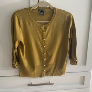 Audrey & Grace Mustard Cardigan with Silver Rose Button
